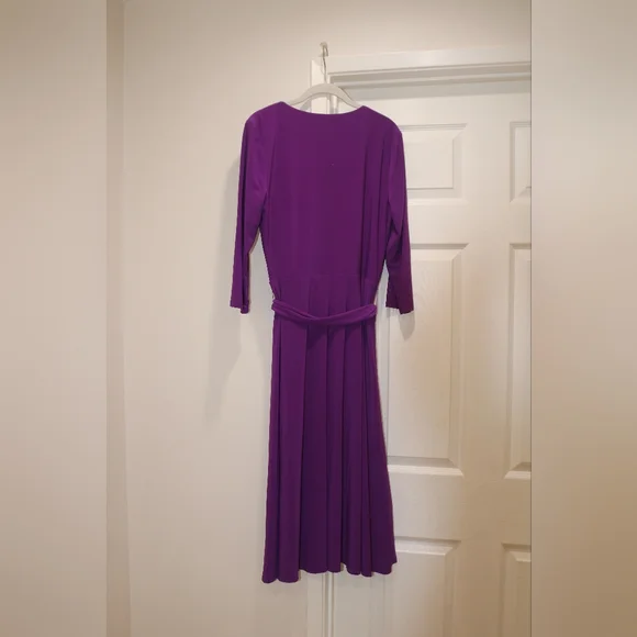 Lauren Ralph Lauren Women's Surplice Jersey Dress, Purple, 10 - Picture 6 of 9